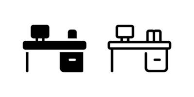 Icon collection of tidy, clean office desks and workspaces with a minimal aesthetic. vector