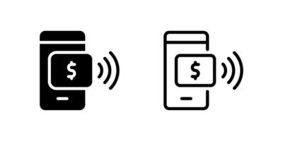 Icons of mobile and wireless payment systems for digital transactions, NFC, and tap-to-pay features. vector