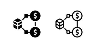 Icon set for blockchain developers with elements like code, coins, and digital architecture. vector