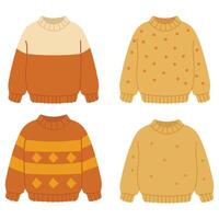 Cozy autumn sweaters in warm colors vector