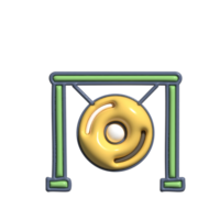 3d dibujos animados gong tradicional musical instrumento íconos png