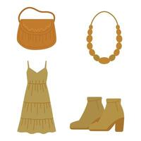 brown boho outfit set vector