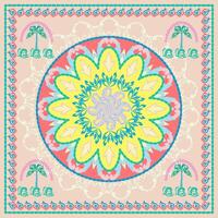 Colorful mandala with palm trees vector