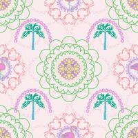 colorful palm tree floral pattern vector