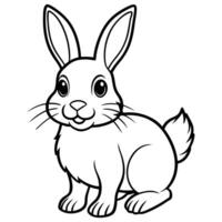 Cute cartoon Rabbit on white background black and white vector