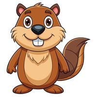 Cute Cartoon beaver on white background vector