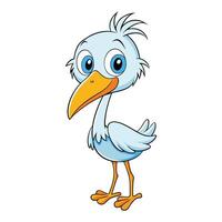 Cute stork cartoon on white background vector