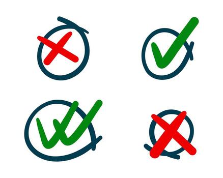 Hand-drawn check marks with circle arrows and underlines. Doodle-style checklist icons in set. Perfect for planners, to-do lists, notes, or digital highlights. vector