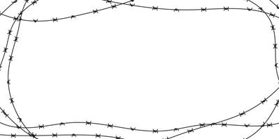 Barbed wire frame for Lent season. Symbolic black and white element for pain, sacrifice, or religion themes. Graphic border in sharp minimalist style. vector