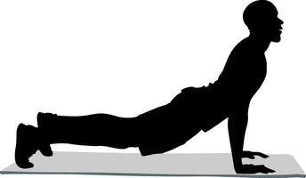 Man in Upward Dog Pose on Yoga Mat vector