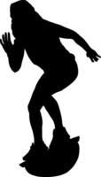 Silhouette of a Person Balancing on a Balance Board vector