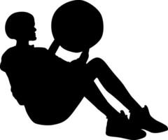 Person Performing Sit-Up Exercise with Stability Ball vector