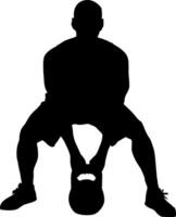 Silhouette of a Man Performing Kettlebell Swing Exercise vector