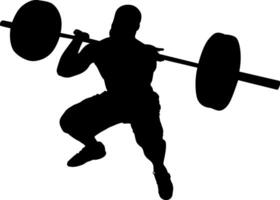 Weightlifter Performing a Squat with Barbell vector
