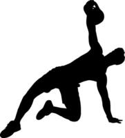 Man Performing Kettlebell Exercise in Silhouette vector