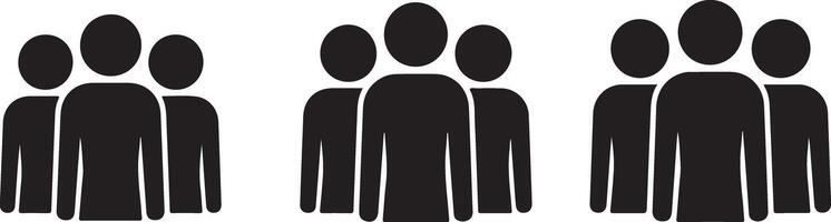 Black Silhouette Traced Group People Icons Showing Two Three And Four Person Teams Simple Graphic vector