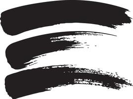Three Black Ink Brush Stroke Graphics Abstract Design Elements Monochrome Paint Texture Backgrounds Set vector