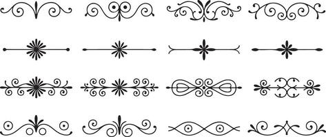 Twelve Black Swirl and Floral Decorative Elements Set Ornate Vintage Style Line Art Design Elements for Text Dividers Page Decorations Scrapbooking vector