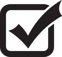 Black Silhouette Check Mark Inside Bold Square Frame Graphic Simple Icon Minimalist Design Element vector