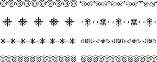 Black and White Decorative Border Collection Swirls Spirals Flowers Geometric Patterns Line Art Design Elements for Invitations Cards Scrapbooking vector