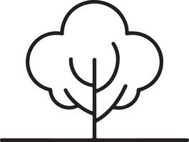 Black Silhouette Traced Outline of a Single Small Tree with a Rounded Crown and Simple Branches on a Black Ground Line vector