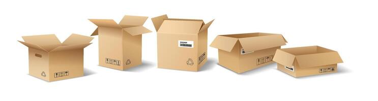 different sizes of cardboard boxes vector