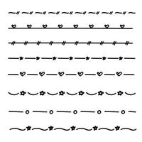 Text divider doodle collection with hearts, stars, and circle patterns. illustration vector