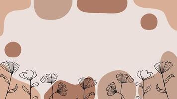 Modern brown nature background with ginkgo leaf line art bohemian banner background. vector