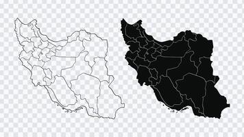 Iran Map Outline and Solid Silhouette Illustration vector