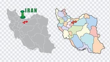 Iran Political Map with Colored Provinces and Location Marker vector