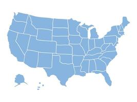 United states blue color map with state division vector