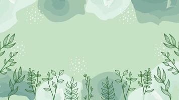 Minimalist green botanical abstract watercolor banner background. illustration. vector