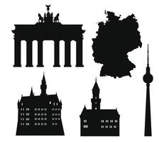 Germany Silhouette Iconic Landmarks and Map Collection vector