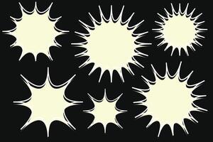 Cartoon starburst speech bubbles collection on black background. illustration. vector
