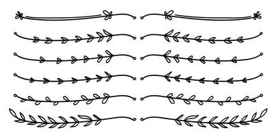 Hand drawing nature floral vine line divider for text layout separator decoration element collection. vector