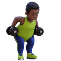 3D Plus Size Overweight obesse african man Bent Over Row png