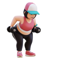 3D Plus Size Overweight girl Bent Over Row png