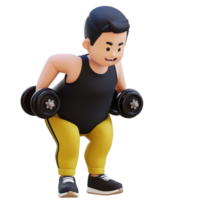 3D Plus Size Overweight obesse man Bent Over Row png