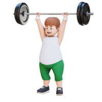 3D Plus Size Overweight Man character doing Overhead Press png