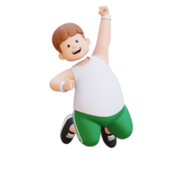 3D plus size overweight man character in sportswear jumping with excitement png