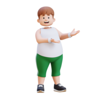 3D plus size overweight man character presenting png