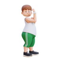 3D plus size overweight man character Flexing his Biceps png