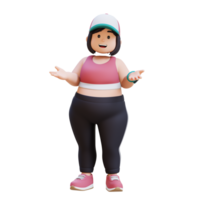 3D plus size overweight fat girl talking pose png
