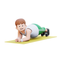 3D Plus Size Overweight Man character Doing a Plank Exercise png