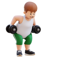 3D Plus Size Overweight Man character Bent Over Row png