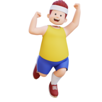 Joyful 3D plus size overweight big man Victory Jump png