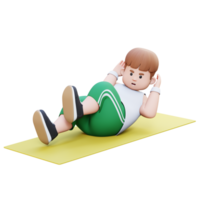 3D Plus Size Overweight character Man exercise Bicycle Crunch png