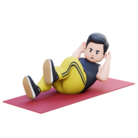 3D Plus Size Overweight obesse man exercise Bicycle Crunch png