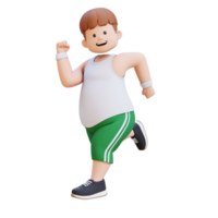 3D plus size overweight man character Running png