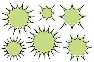 Abstract cartoon doodle starburst collection on green and black line. illustration. vector